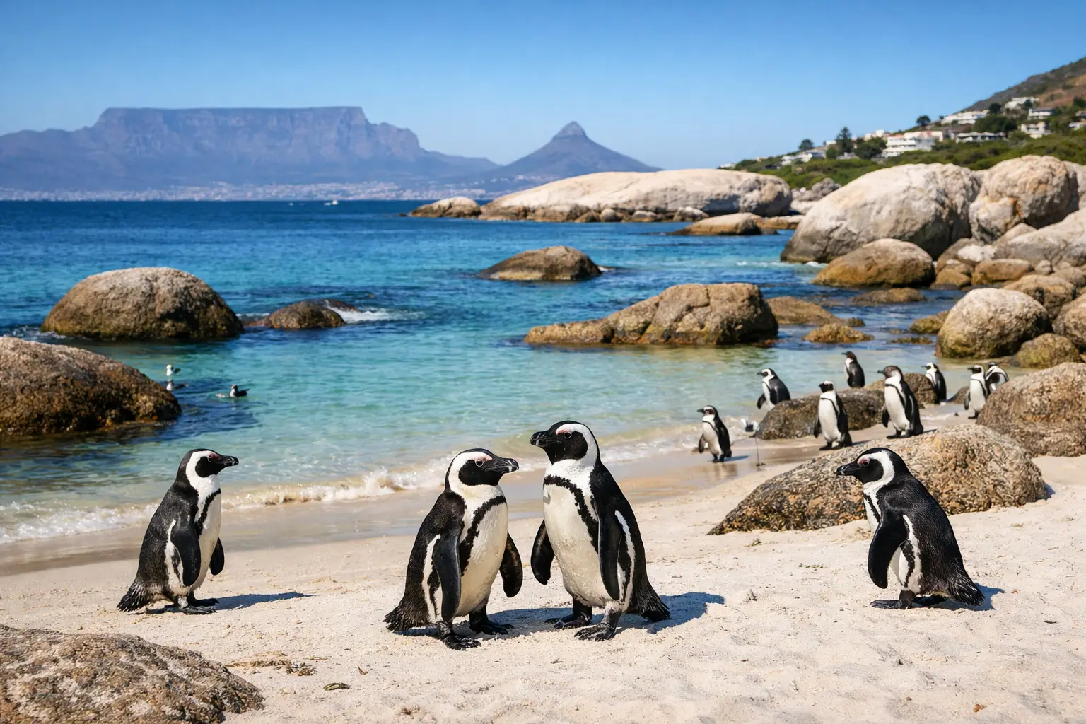 African penguins at Boulders Beach near Simon's Town