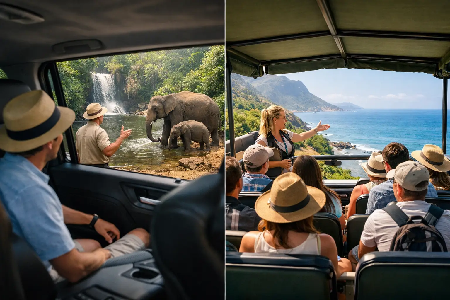 Flexi Tours guide with guests planning a Cape Town day trip